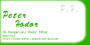 peter hodor business card